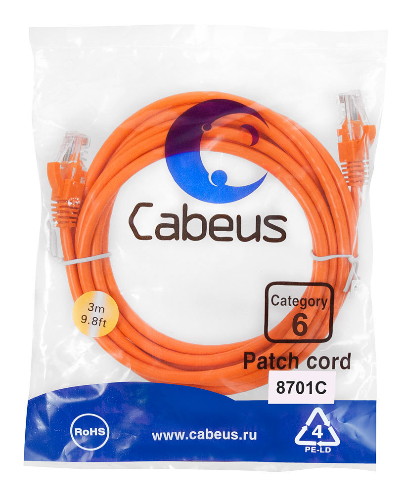PC-UTP-RJ45-Cat.6-3m-OR (8701c)