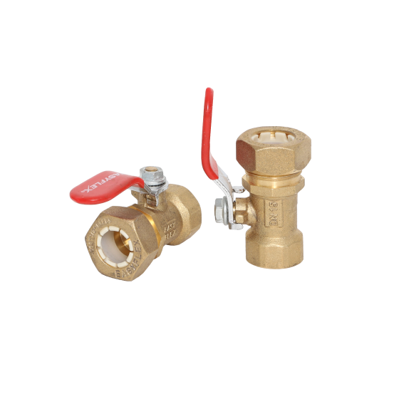 Кр15FG Кран шаровый (газовый, никель) для гофрированной трубы (мама) ТМ AQUAFLEX - 15мм×1/2''