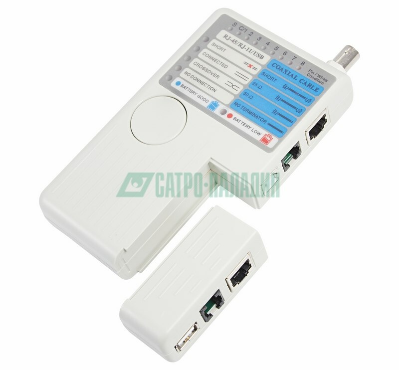 12-1003 ∙ Тестер кабеля универсальный 5 в 1 RJ-45+RJ-11+1394+USB+BNC 3468 REXANT
