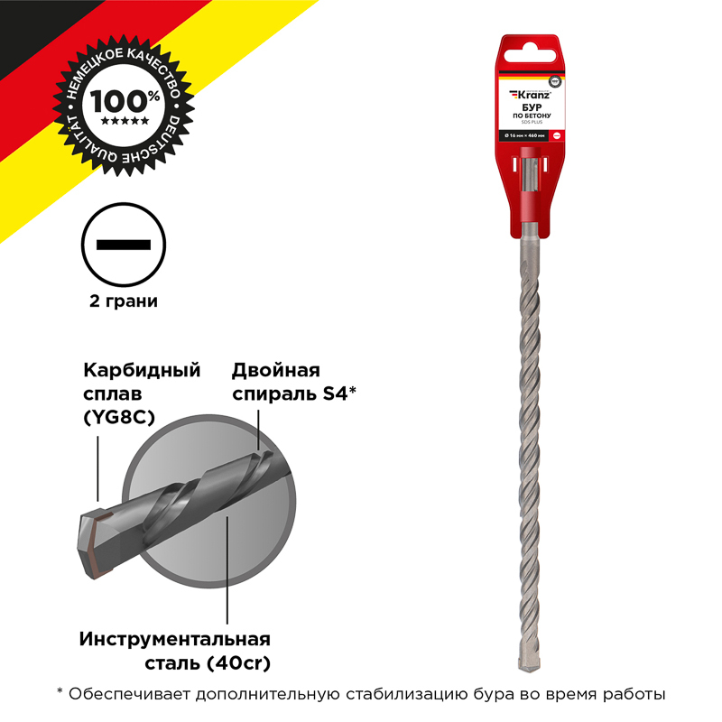 KR-91-0052 ∙ Бур по бетону 16x460x400 мм SDS PLUS Kranz