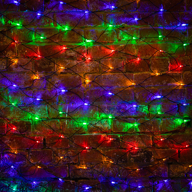 Гирлянда 215-029 ∙ Гирлянда "Сеть" 2х1,5м, черный ПВХ, 240 LED Мультиколор
