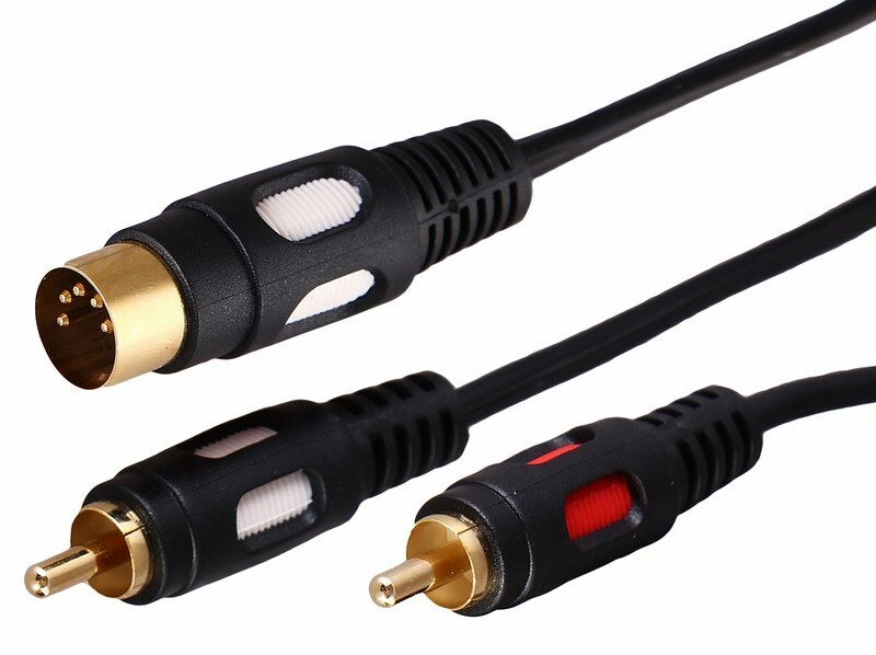 17-2512 ∙ Шнур DIN 5 Pin - 2 RCA, длина 1,5 метра (GOLD) REXANT ∙ кратно 10 шт