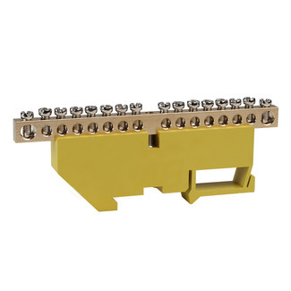 Шина нулевая с изолятором на DIN-рейку КЭАЗ 277843 OptiKit BB-D-PE-DIN-16-6х9-желтый