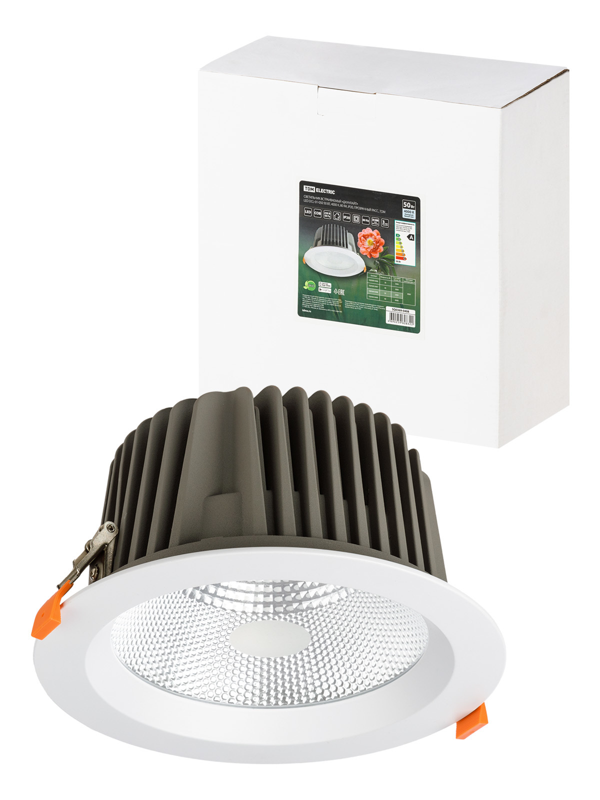 Светильник встраиваемый TDM ELECTRIC SQ0369-0408 "Даунлайт" LED DCL-01-050 50 Вт, 4000 К, 80 Ra, IP20, прозрачный расс.