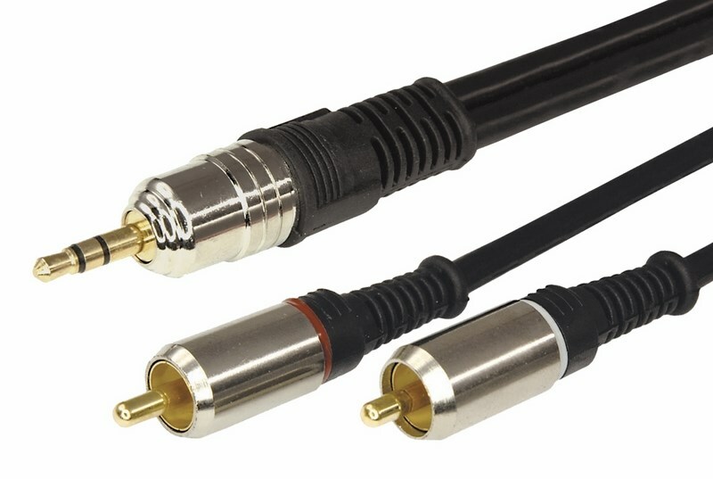 17-4225 ∙ Шнур Стерео 3,5 мм - 2 RCA, длина 5 метров (GOLD-металл) REXANT ∙ кратно 10 шт