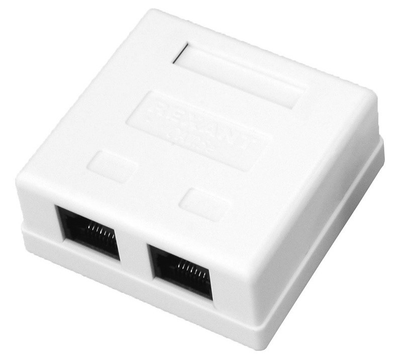 03-0151 ∙ Розетка компьютерная внешняя, 2-порта RJ-45 (8P8C), UTP неэкранированная, категория 5e Rexant