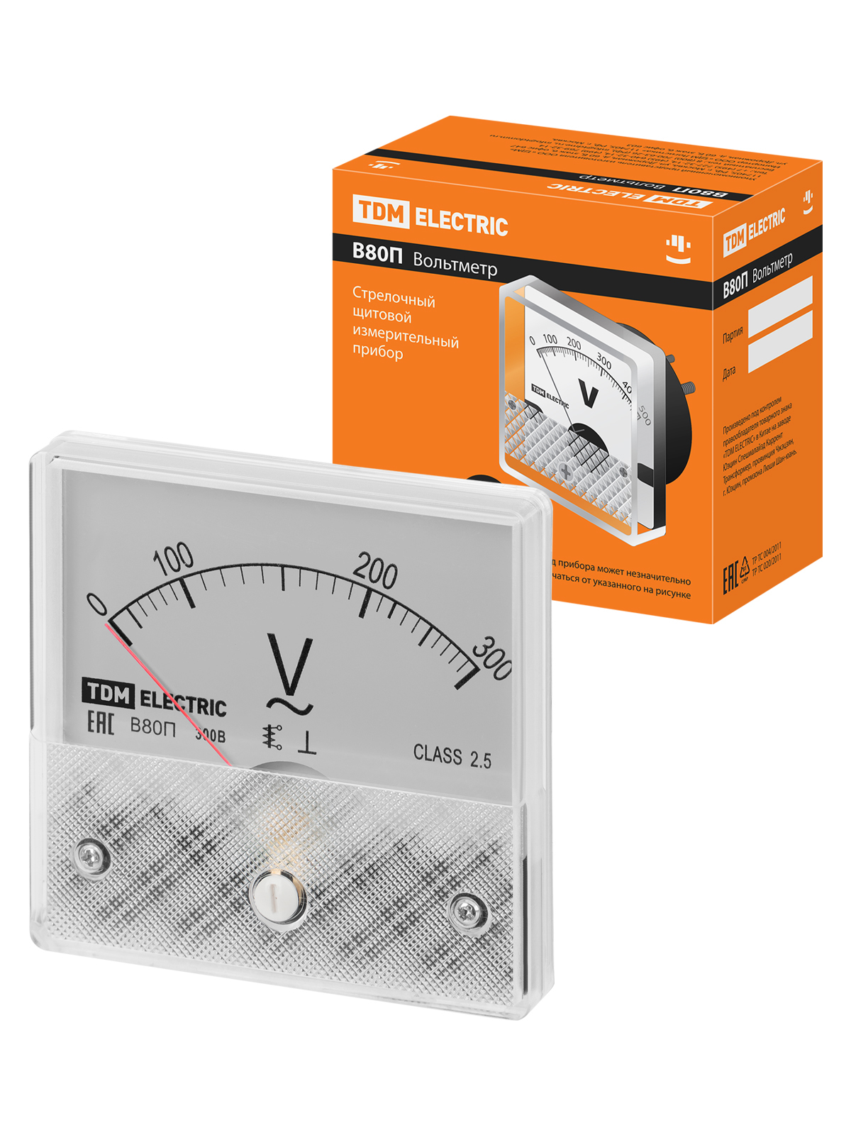 Вольтметр TDM ELECTRIC SQ1102-0250 В80П 300В-2,5, (поверенный)
