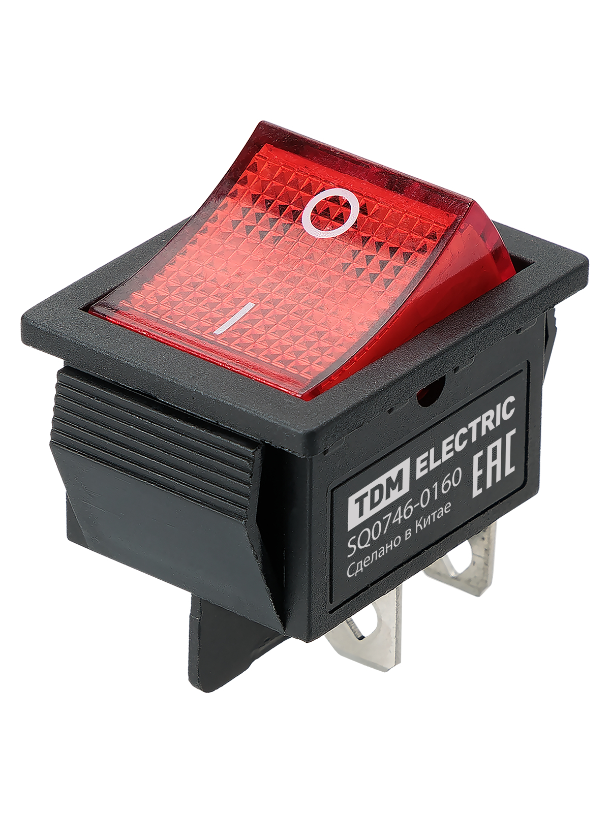 Выключатель клавишный TDM ELECTRIC SQ0746-0160 KCD4-201N 250В AC/DC, 2P, 16А, (4с), ON-OFF, красная клавиша с LED подсветкой