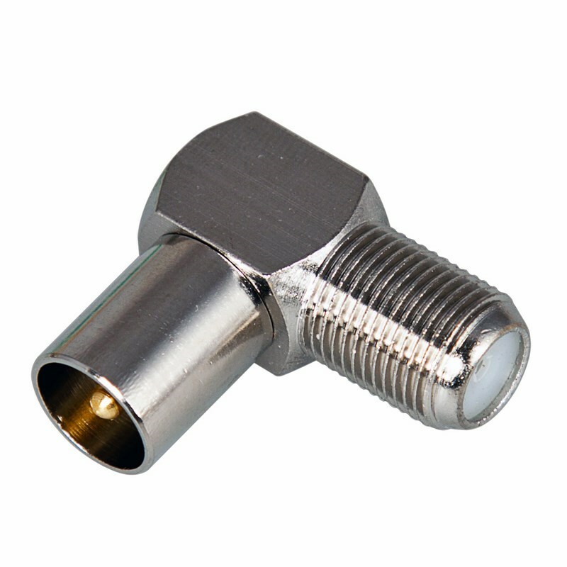 06-0027-A ∙ Переходник антенный, (гнездо F - штекер TV), угловой (1шт.) REXANT ∙ кратно 10 шт