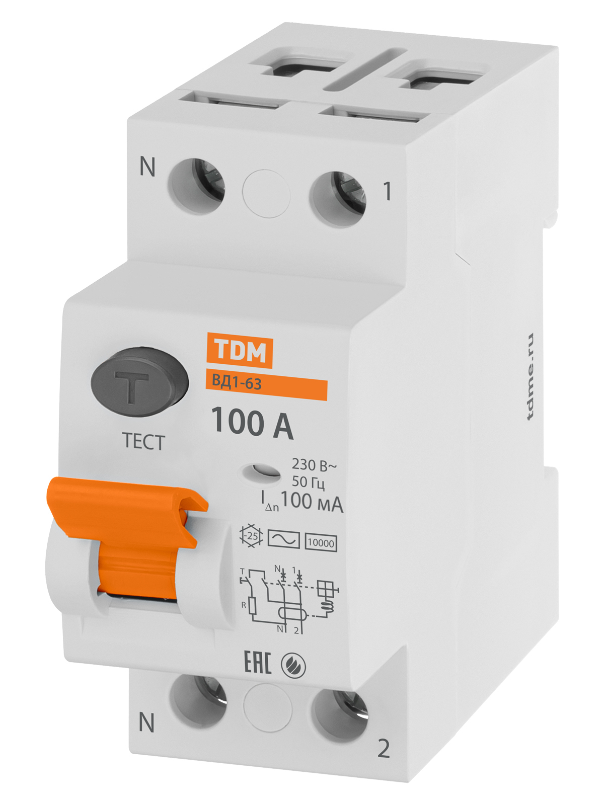 Устройство защитного отключения TDM ELECTRIC SQ0203-0020 ВД1-63 2Р 80А 100мА