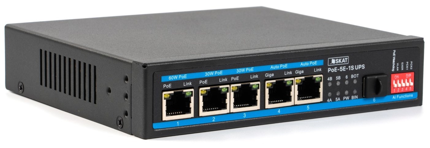 Коммутатор PoE SKAT POE-5E-1S UPS (4086)