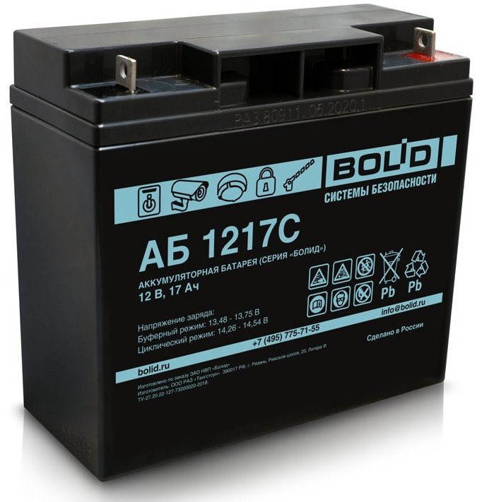 АБ 1217С ∙ Аккумулятор 12В 17 А∙ч