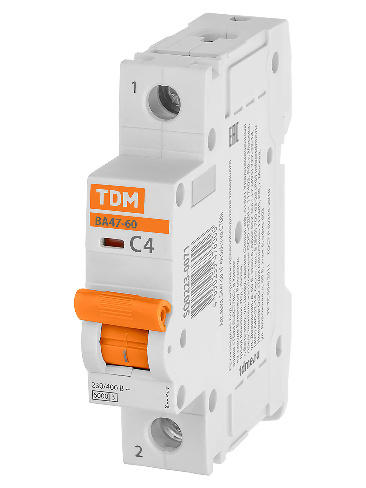 Выключатель автоматический модульный TDM ELECTRIC SQ0223-0071 ВА47-60 1Р 4А 6кА х-ка С