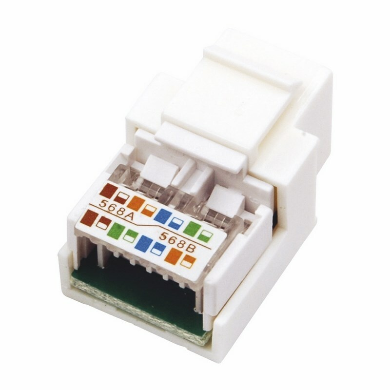 03-1011 ∙ Модуль Keystone Jack RJ-45(8P8C), UTP неэкранированный, кат 5e, тип 180 градусов, белый Rexant ∙ кратно 10 шт