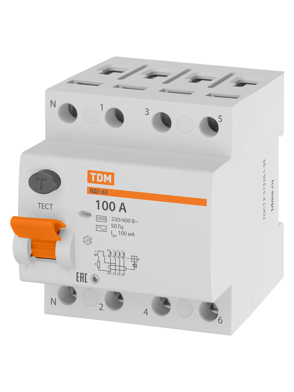 Устройство защитного отключения TDM ELECTRIC SQ0203-0045 ВД1-63 4Р 80А 100мА