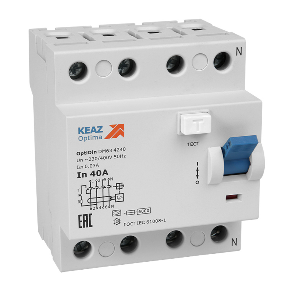 Устройство защитного отключения КЭАЗ 254233 OptiDin DM63-44100-AС-УХЛ4 (4P, 100, 300mA)