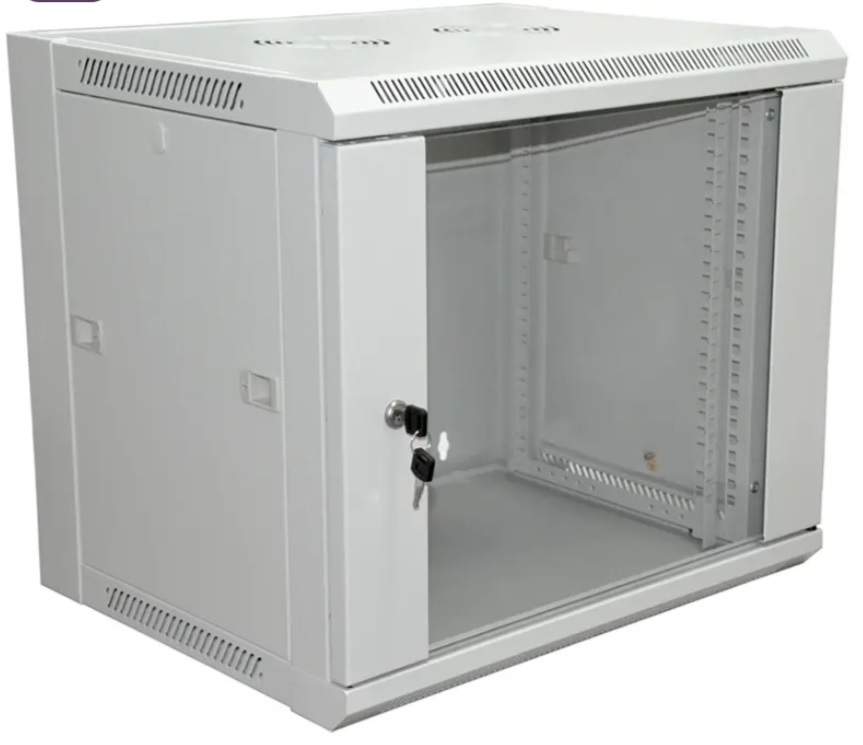 Шкаф телекоммуникационный 04-2222 ∙ Шкаф настенный 19" 12U 600×600×635мм, пер. дверь стекло, бок. стенки съемные (разобран.) RAL7035 Rexant PRO