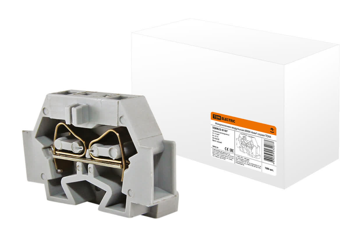 Микроклемма модульная TDM ELECTRIC SQ0822-0107 МКМ 4мм2 серая (Упаковка 20шт)