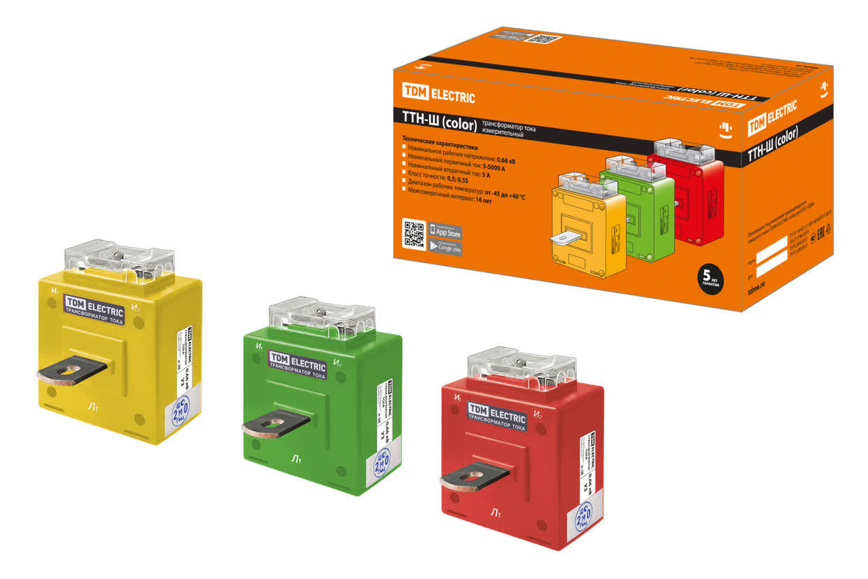 Трансформатор тока измерительный TDM ELECTRIC SQ1101-1202 ТТН-Ш 100/5-5VA/0,5-Р (3 шт., color)