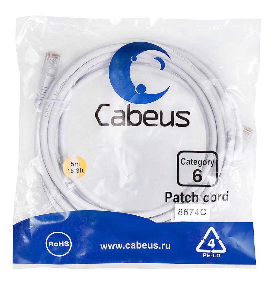 PC-UTP-RJ45-Cat.6-5m-WH (8674c)