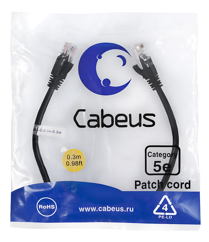 PC-UTP-RJ45-Cat.5e-0.3m-BK-LSZH (9535c)