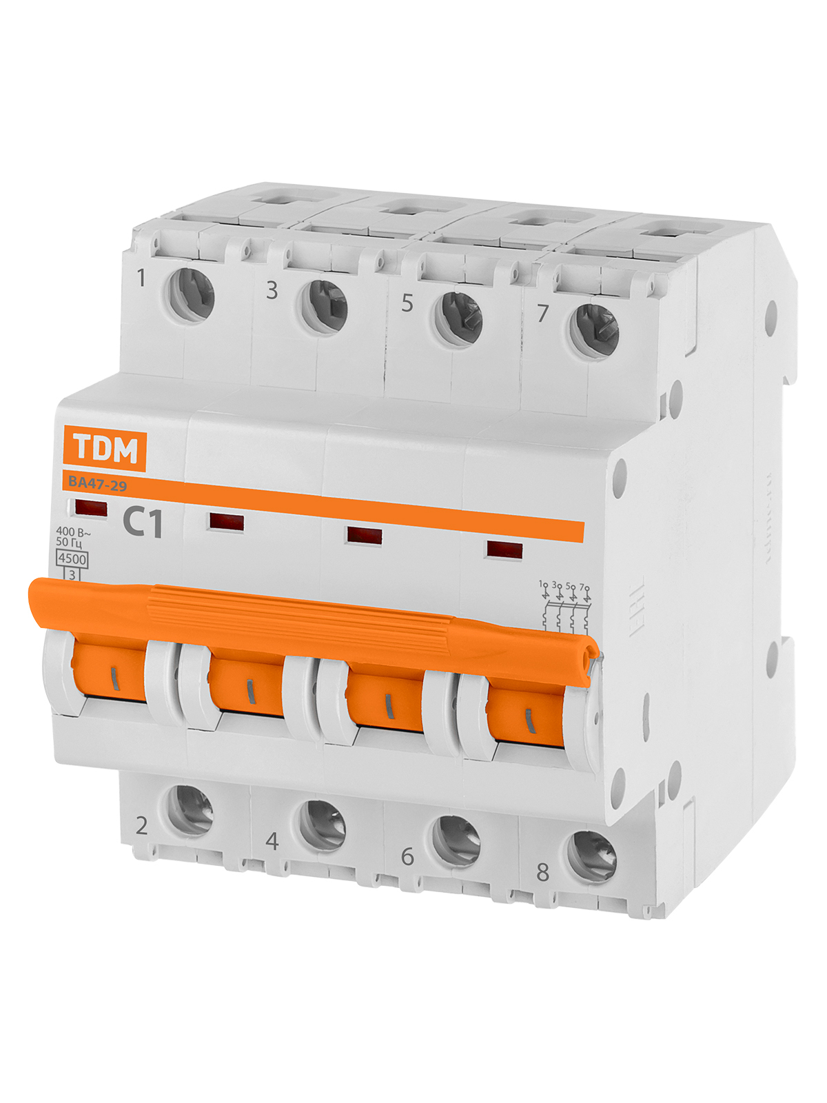 Выключатель автоматический модульный TDM ELECTRIC SQ0206-0126 ВА47-29 4Р 20А 4,5кА х-ка С