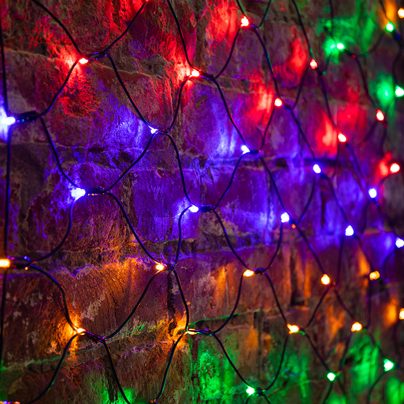 Гирлянда 215-119 ∙ Гирлянда "Сеть" 1х1,5м, черный ПВХ, 160 LED Мультиколор