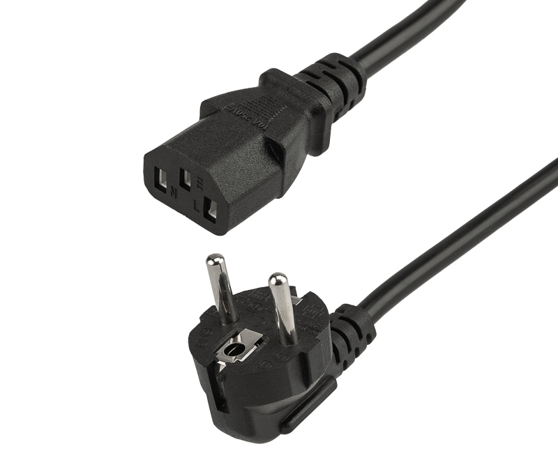 11-1121 ∙ Шнур сетевой, вилка угловая СЕЕ 7/7(Schuko) - разъём IEC 320 C13, 3x0,75 мм², 1.8 м Rexant ∙ кратно 10 шт