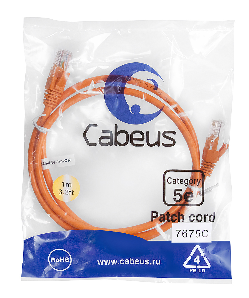 PC-UTP-RJ45-Cat.5e-1m-OR (7675c)