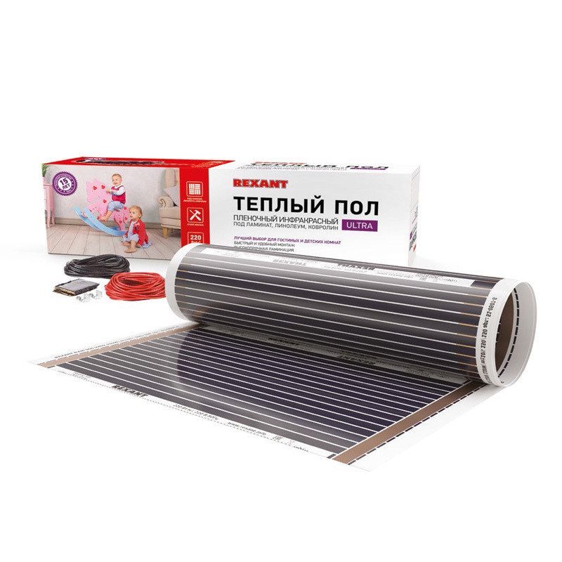 Тёплый пол 51-0506-4 ∙ Пленочный теплый пол REXANT Ultra RXM 220, площадь 3.5 м², 0.5х7 м, 770 Вт