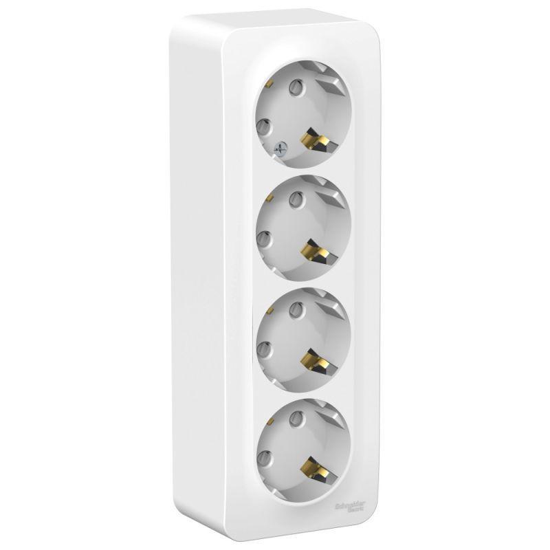 BLNRA011411 ∙ Systeme Electric Blanca наруж Бел Розетка 4-ая с/з со шторками 16А, 250В, изолир. пластина