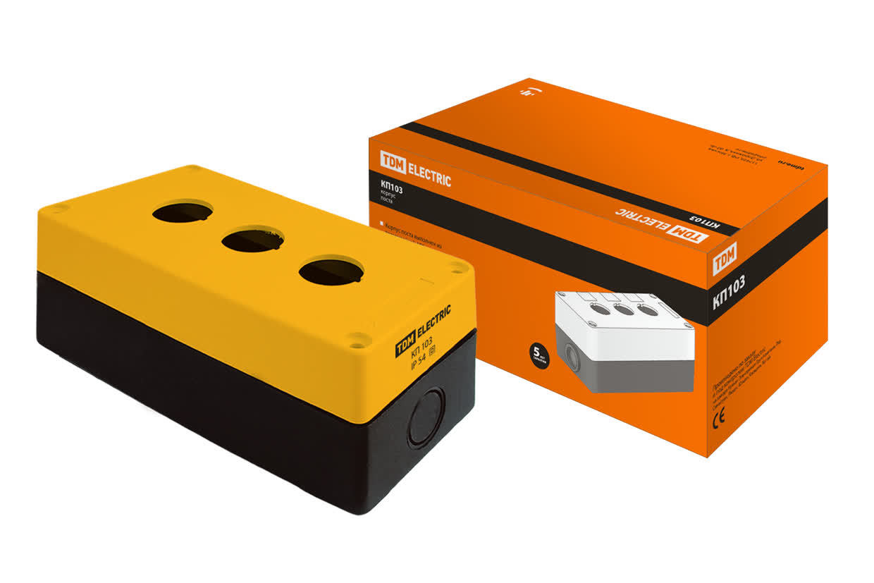 Корпус кнопочного поста TDM ELECTRIC SQ0705-0008 КП103 желтый, IP54